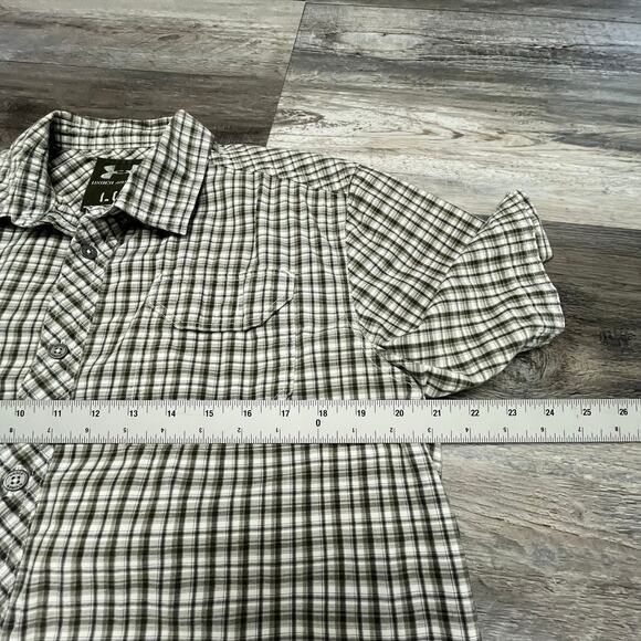 Under Armour White Green Mens Large Tartan‎ Plaid Short Sleeve Button Up Shirt - Picture 7 of 9